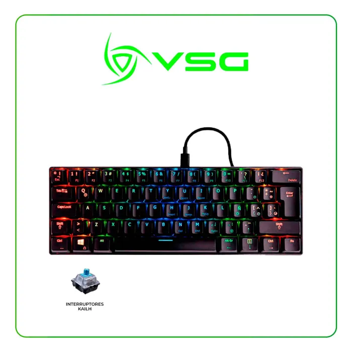 Teclado Gamer mecánico VSG VG-KM981 Mintaka negro Switch azul kailh 60%