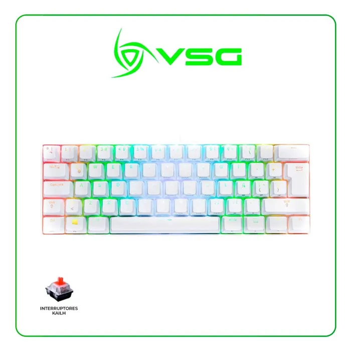 Teclado Gamer mecánico VSG VG-KM981 Mintaka blanco Switch rojo kailh 60%