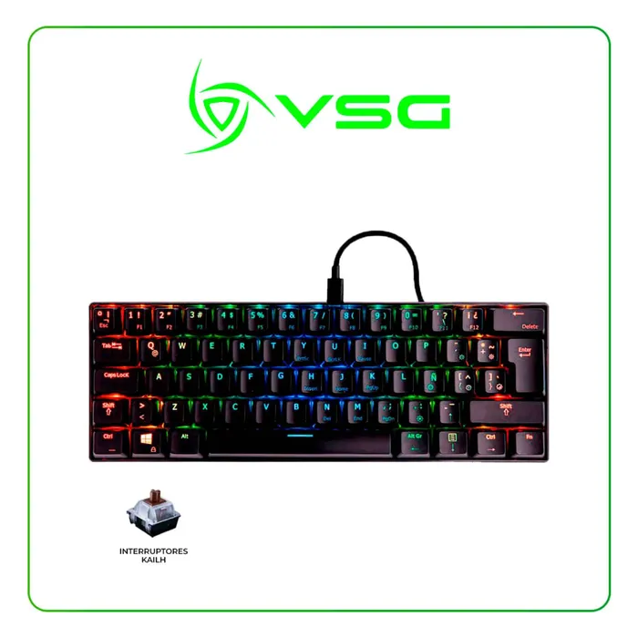 Teclado Gamer mecánico VSG VG-KM981 Mintaka negro Switch Marrón kailh 60%