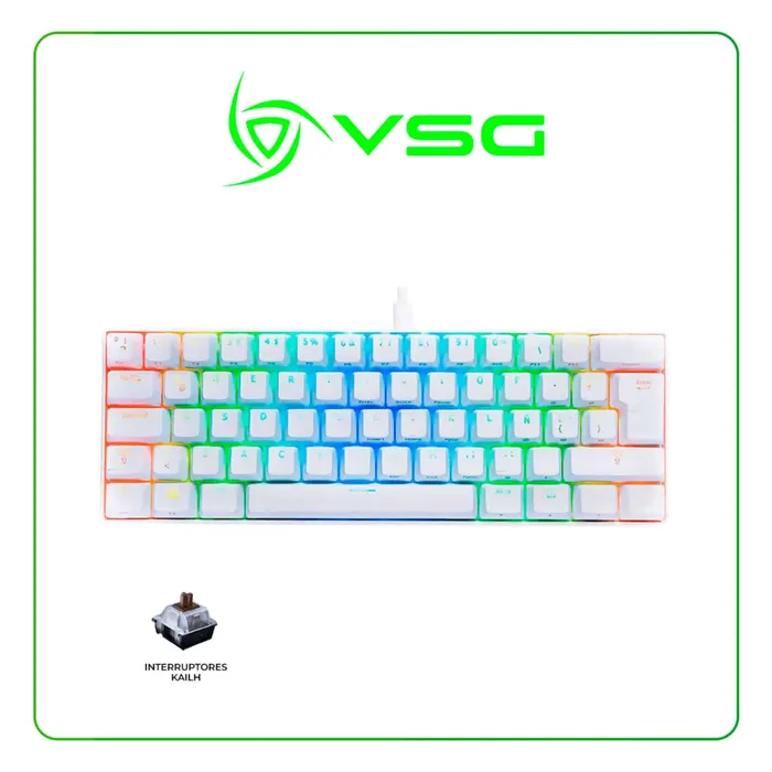 Teclado Gamer mecánico VSG VG-KM981 Mintaka blanco Switch marrón kailh 60%