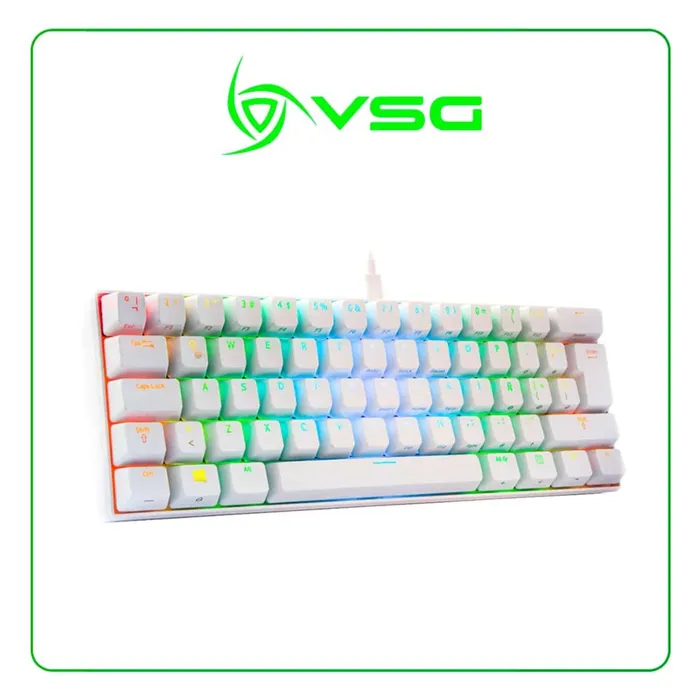 Teclado Gamer mecánico VSG VG-KM981 Mintaka blanco Switch rojo kailh 60%