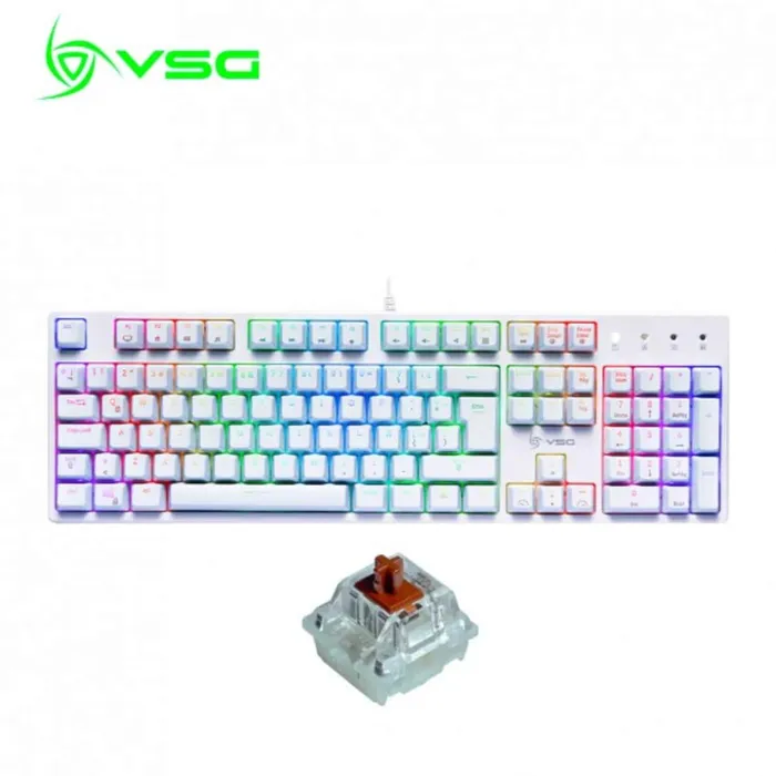 Teclado alámbrico VSG VG-KM983 Alnilam blanco Switch marrón kailh 100%