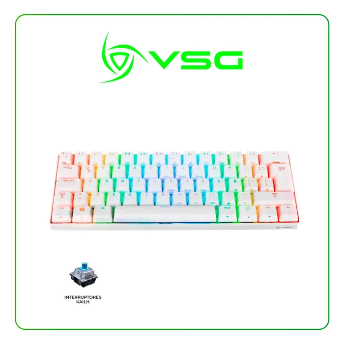 Teclado Gamer mecánico VSG VG-KM981 Mintaka blanco Switch Azul kailh 60%