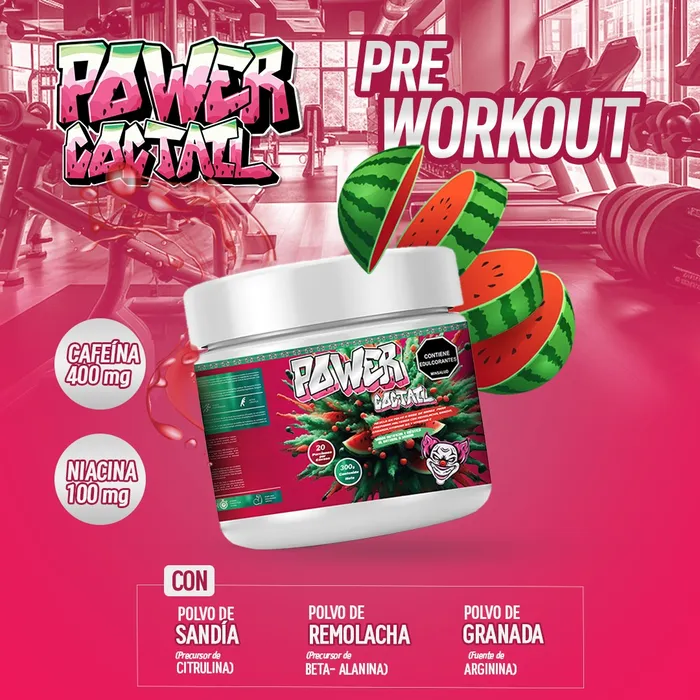 Pre-entreno POWER COCTAIL En Polvo + Cafeína X 300g