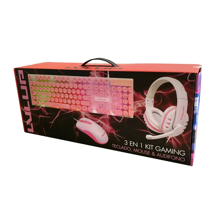 Teclado Mouse Y Diadema Gaming Lu745 Rosa