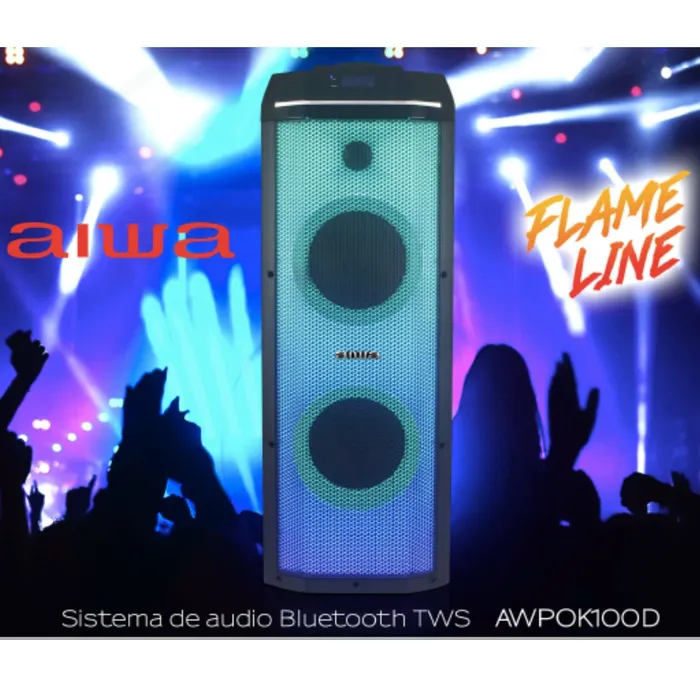 Parlante Aiwa AWPOK100D 2000W PMPO Panel Completo Led Karaoke