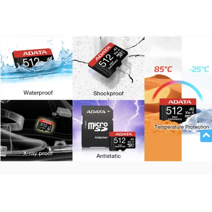 Memoria Micro SD Adata 512gb Sdxc Cl10 V30 A2 High Endurance