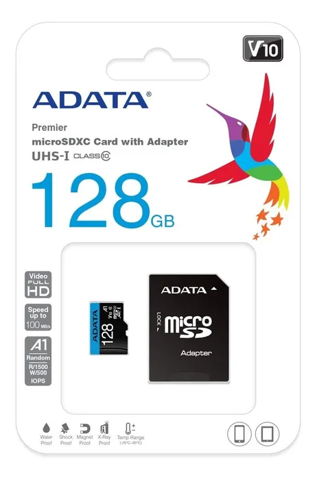 Memoria Micro SD Adata 128Gb Clase 10 Con Adaptador SD