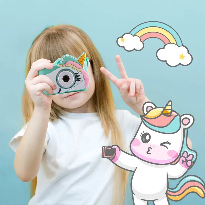 Camara Digital Vivitar Infantil Fotos Videos Juegos Incluidos Diseño Unicornio