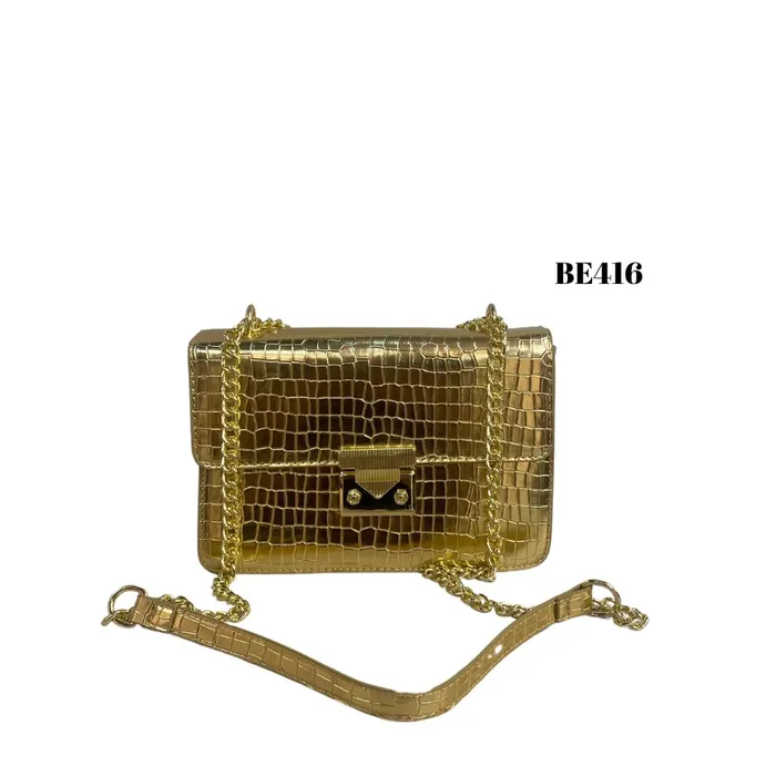 bolso textura dorado cadena dorada be416