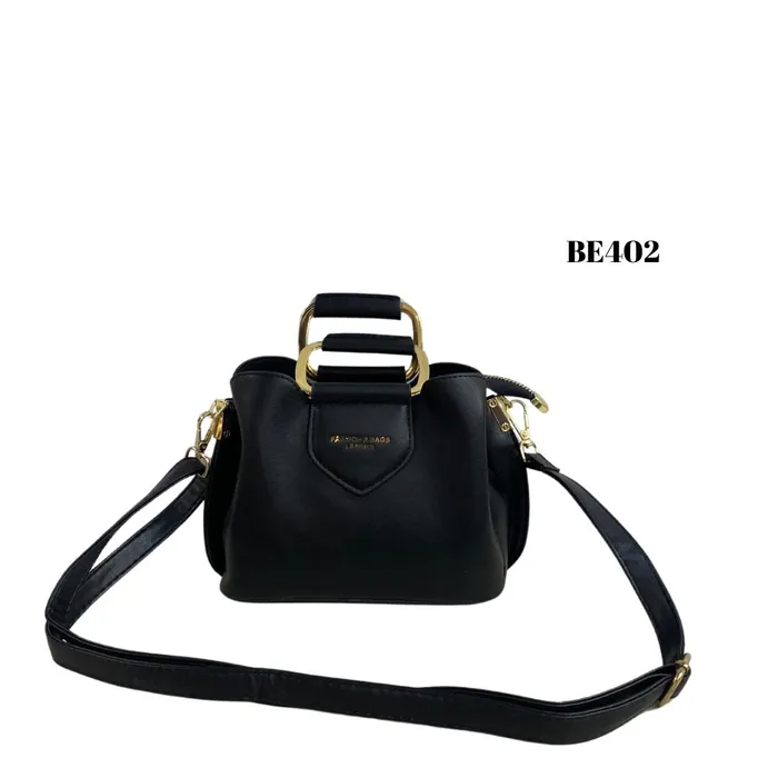 Bolso Negro Detalles Dorados BE402