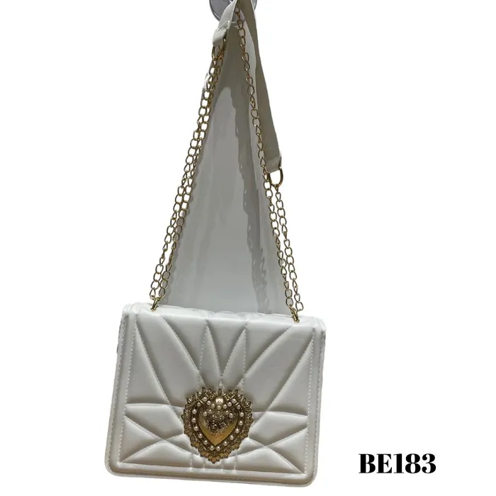 bolso blanco aplique dorado be183