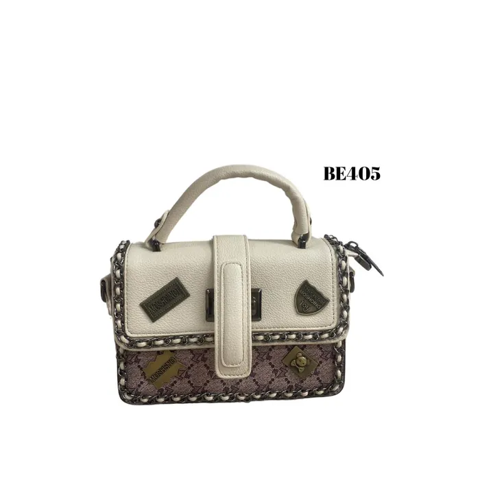 Bolso Beige Detalles Gris Apliques BE405