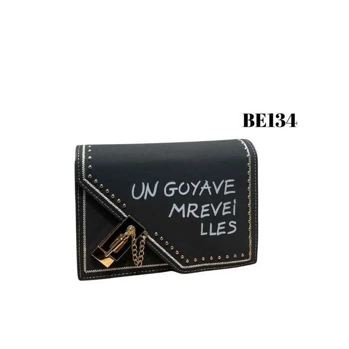 BOLSO NEGRO APLIQUE DORADO BE134