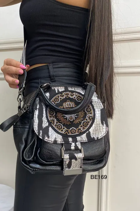 morral negro apliques brillantes be169