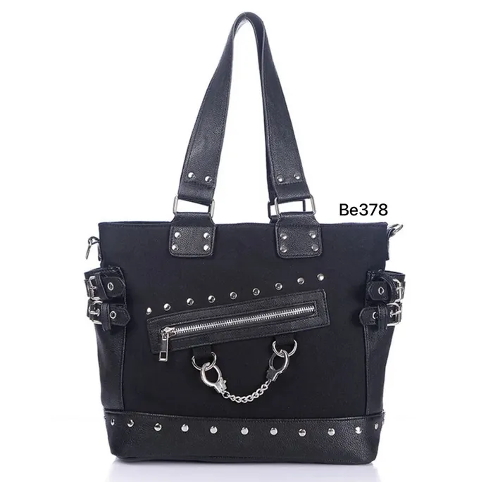 bolso negro apliques plata be378