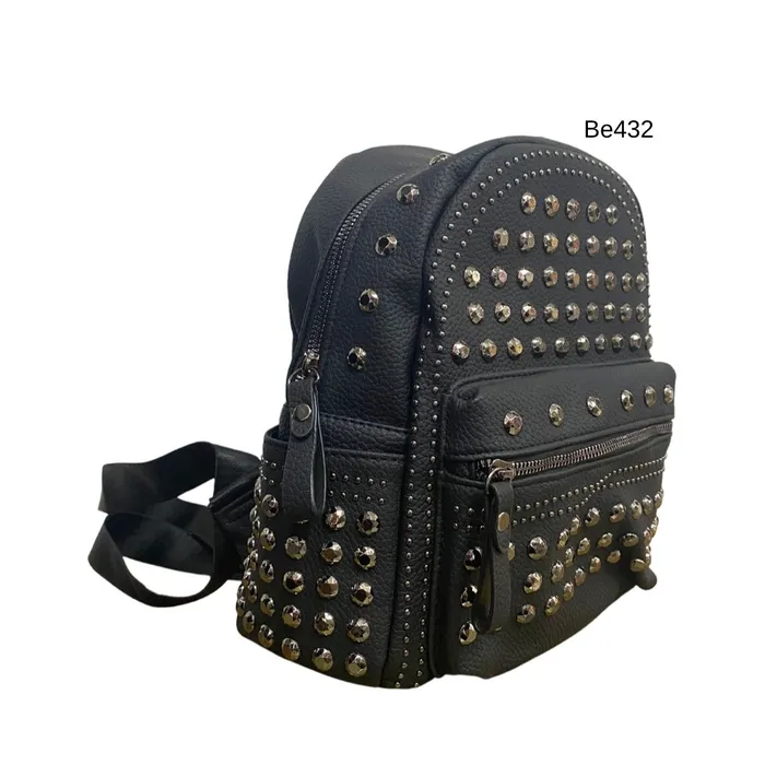 Morral negro apliques plateados BE432