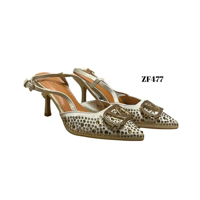 Stiletto beige apliques brillantes destalonado zf477-37