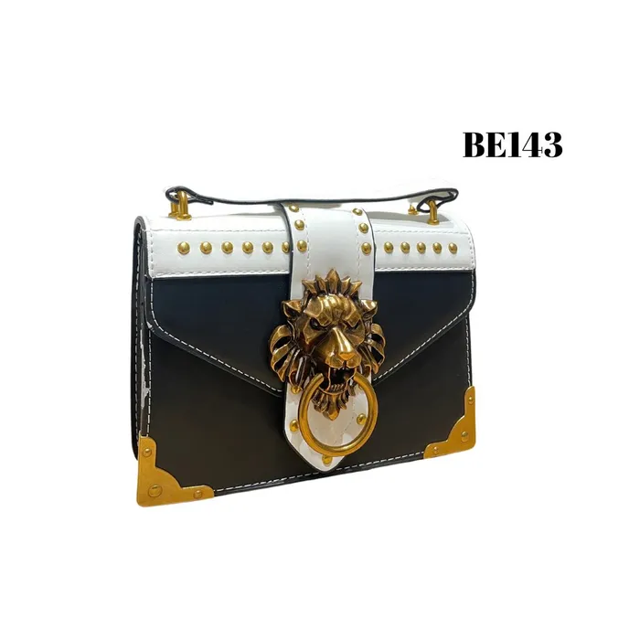 Bolso Negro Apliques Dorados BE143