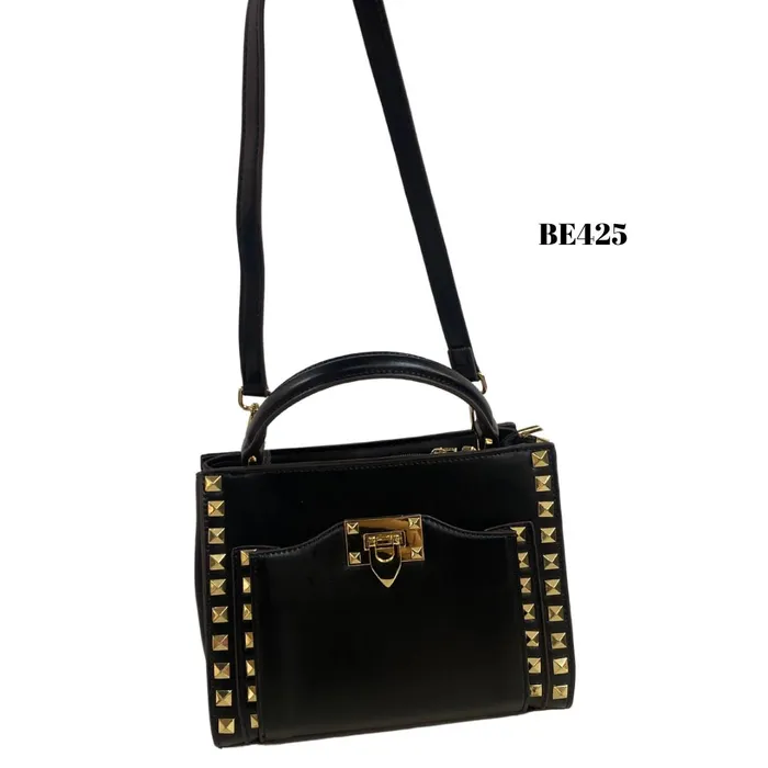 Bolso negro apliques detalles dorados BE425