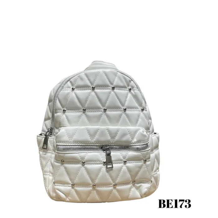 morral blanco apliques plateados be173