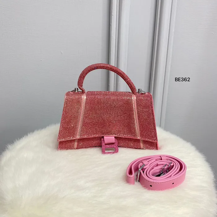 Bolso rosa apliques brillantes BE362