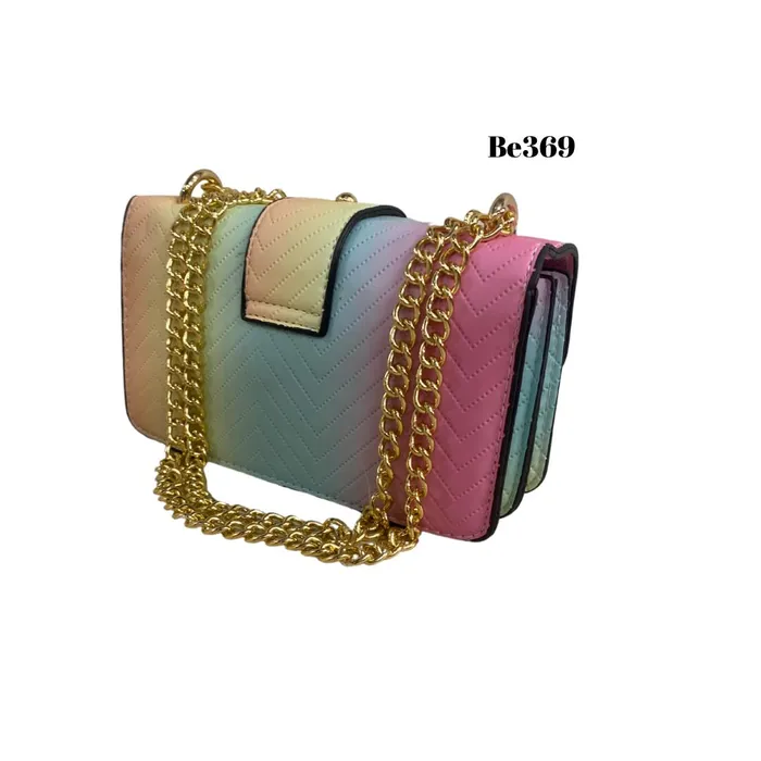 bolso colores aplique cadena dorada be369