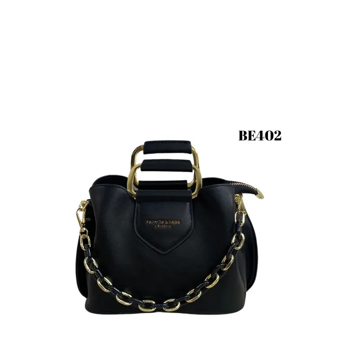 Bolso Negro Detalles Dorados BE402