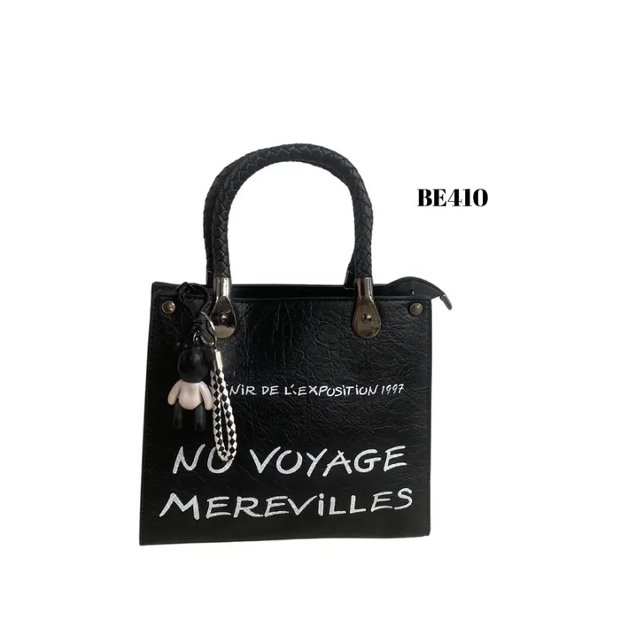 Bolso Negro Detalles Blancos BE410