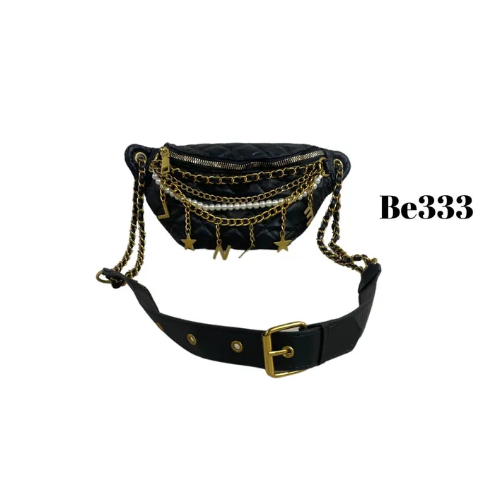 Bolso Incanta shoes Riñonera Negro Apliques Cadenas Be333 BE333