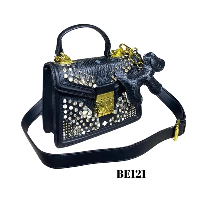 bolso negro piedras brillantes be121