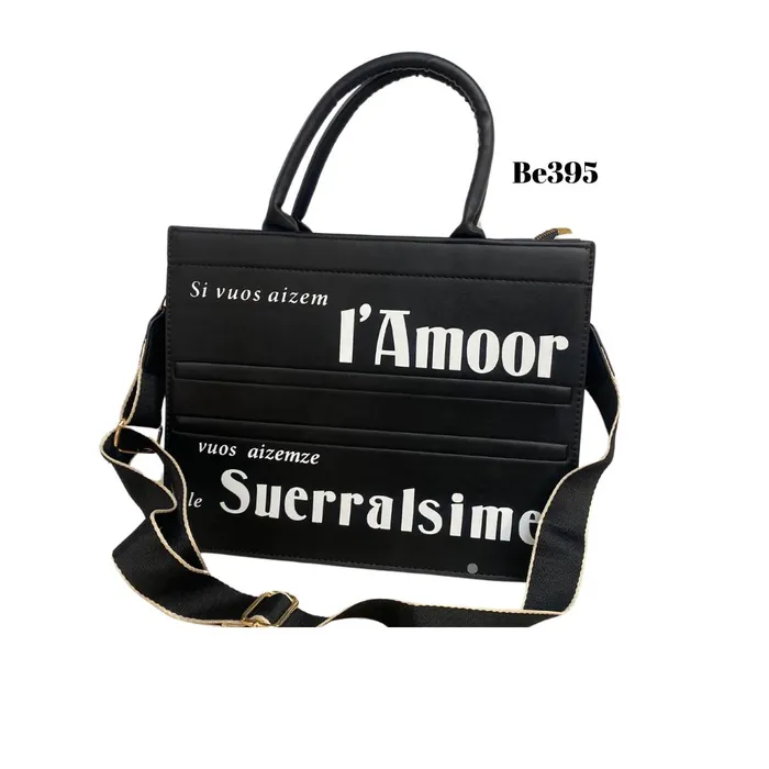 Bolso negro detalles blanco BE395