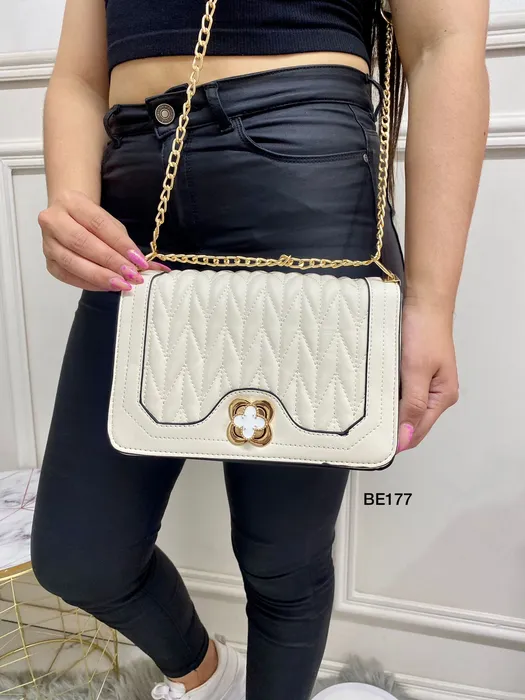 bolso beige apliques dorados be177