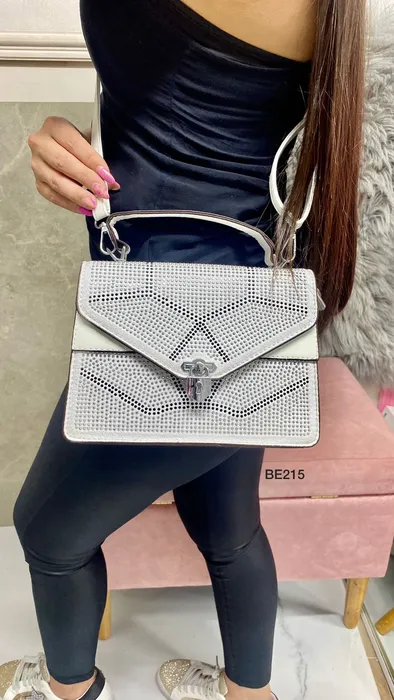 Bolso blanco apliques brillantes BE215