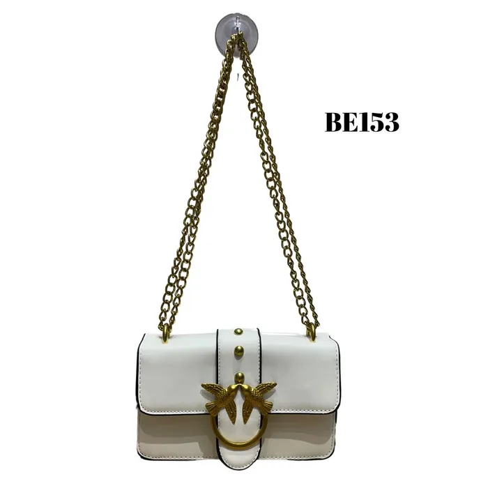 bolso blanco apliques accesorios dorados BE153