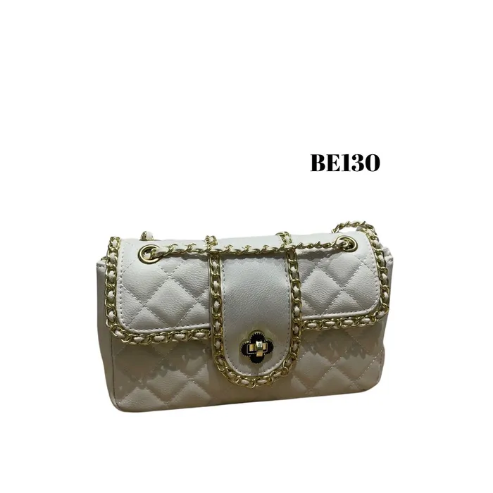 Bolso Beige Aplique Cadena Dorada BE130