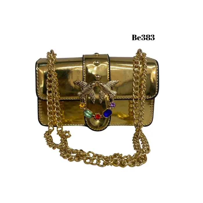 Bolso dorado apliques dorados be383