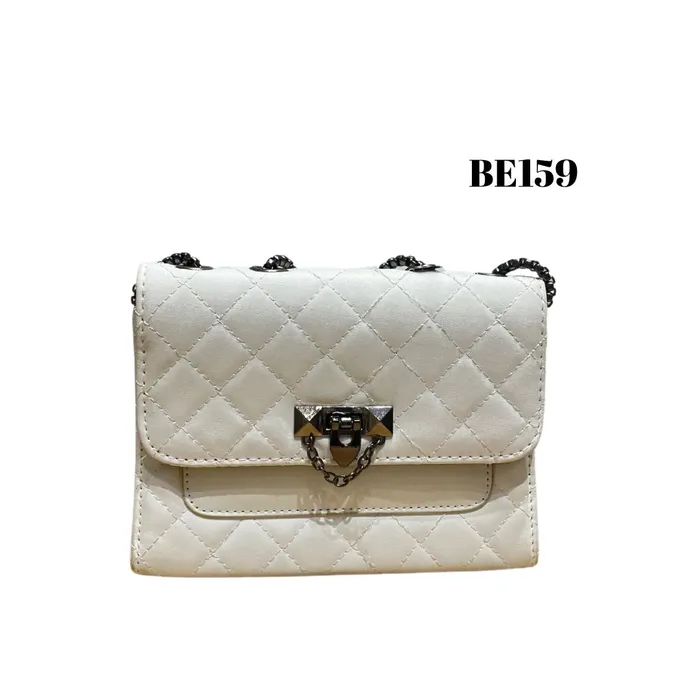 Bolso blanco cadena plomo BE159