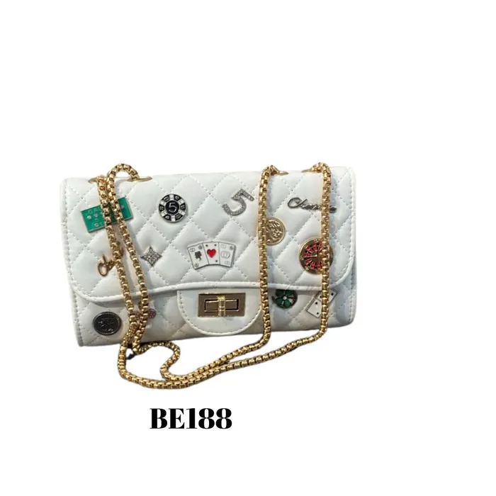 Bolso Blanco Detalles Brillantes BE188