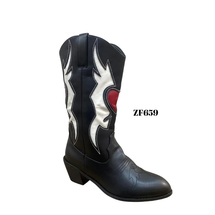 Bota texana negra detalles ZF659-37