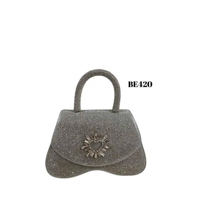 bolso plateado brillantes be420