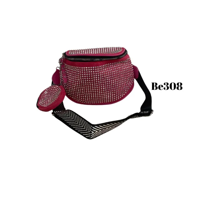 Bolso Incanta shoes Riñonera Fucsia Gamuza Apliques Be308 BE308