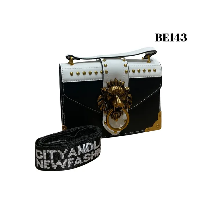 Bolso Negro Apliques Dorados BE143