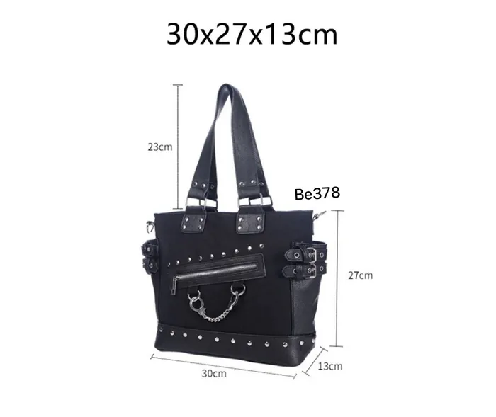 bolso negro apliques plata be378