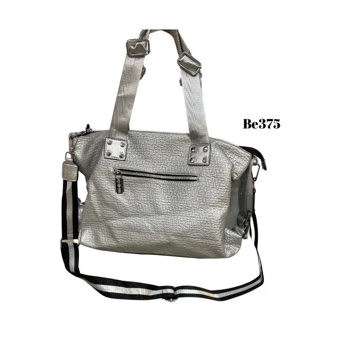 bolso textura plateado be375