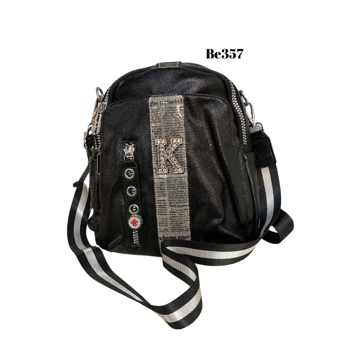 Morral textura negro detalles plateados apliques BE357