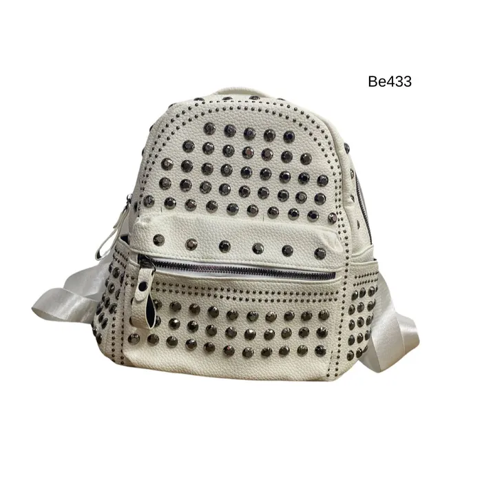 Morral blanco apliques plateados BE433