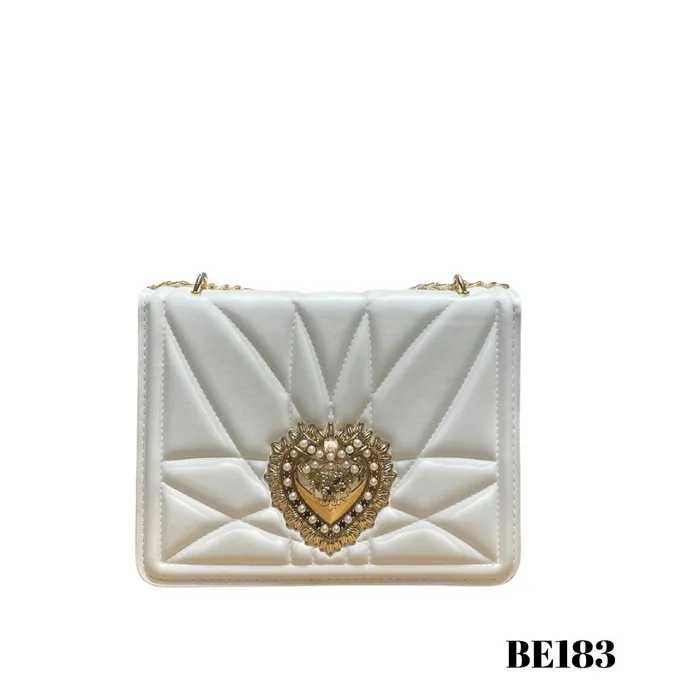 bolso blanco aplique dorado be183