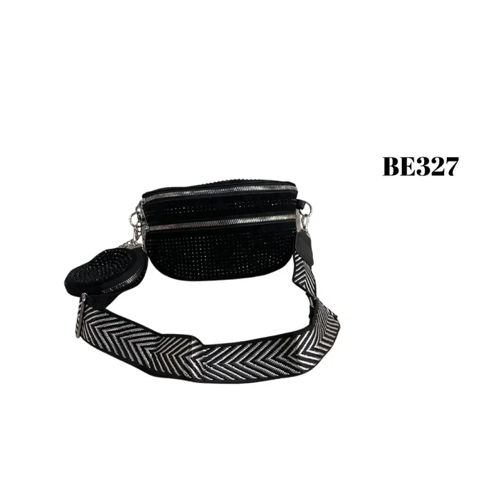 Bolso Incanta shoes Riñonera Negro Apliques Be327 BE327