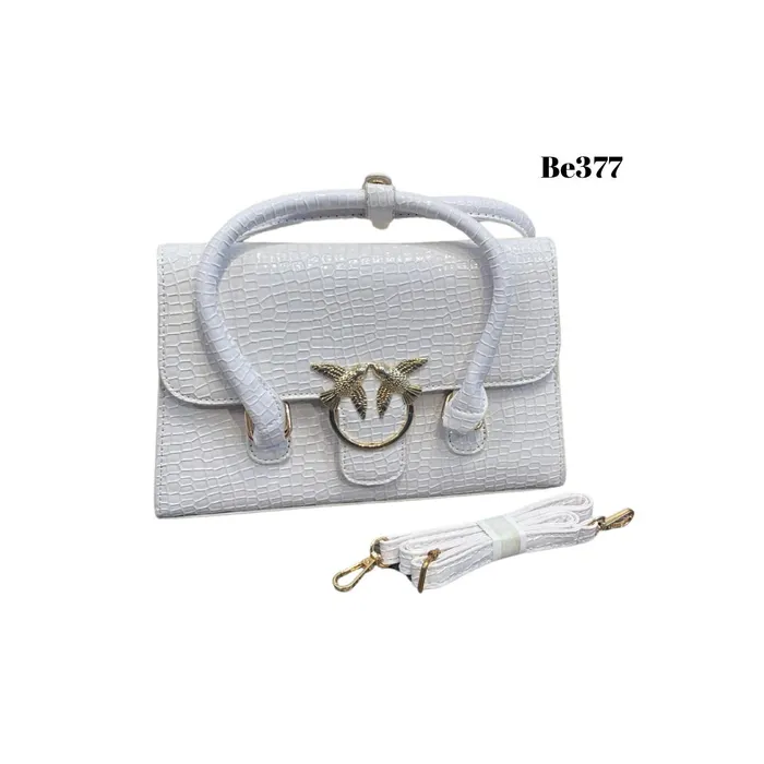 bolso textura blanco aplique dorado be377